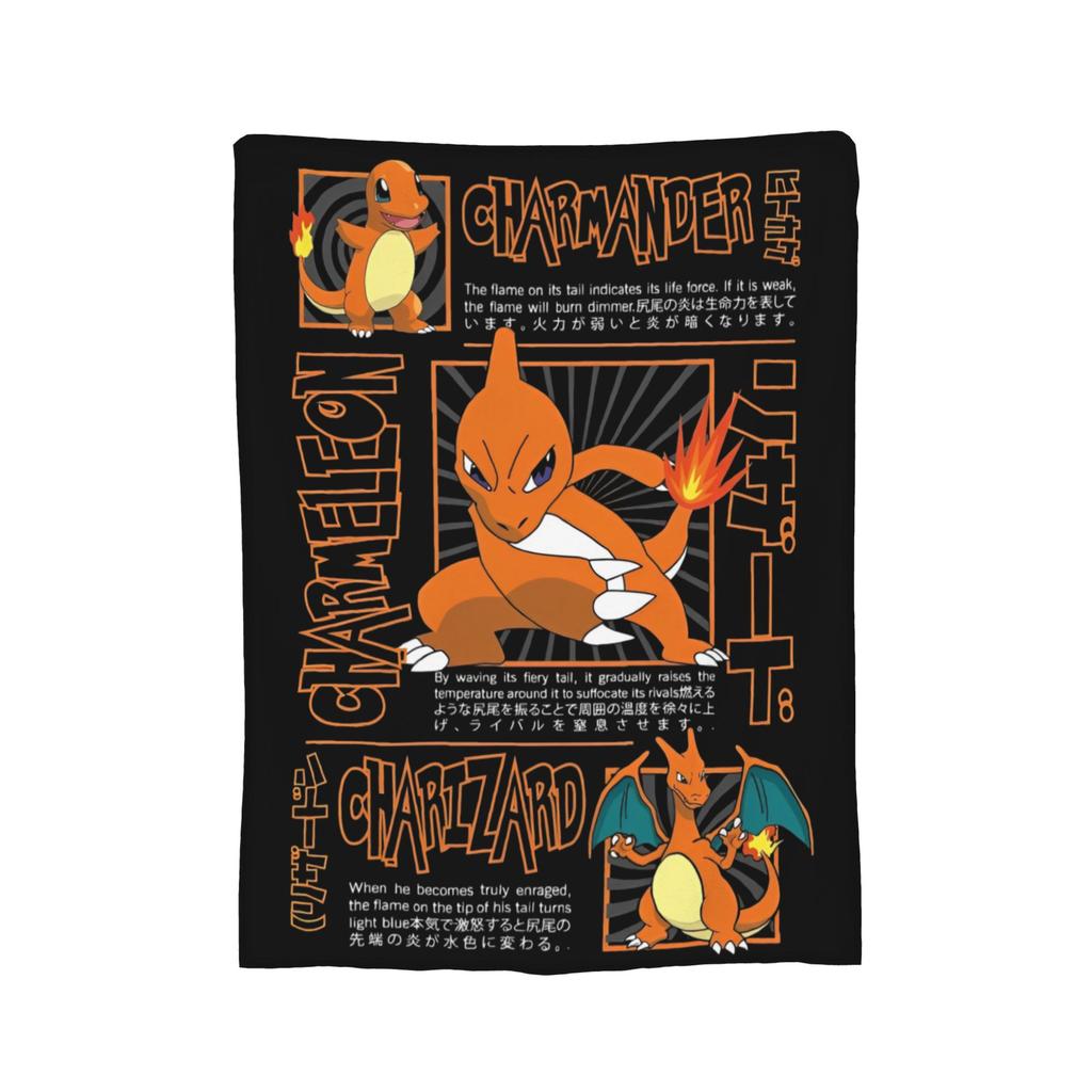 Pokemoned  Coral Fleece Plush Throw Blankets Charmander Charmeleon Charizard Blanket for Bedding Couch Warm Plush Thin Quilt,
