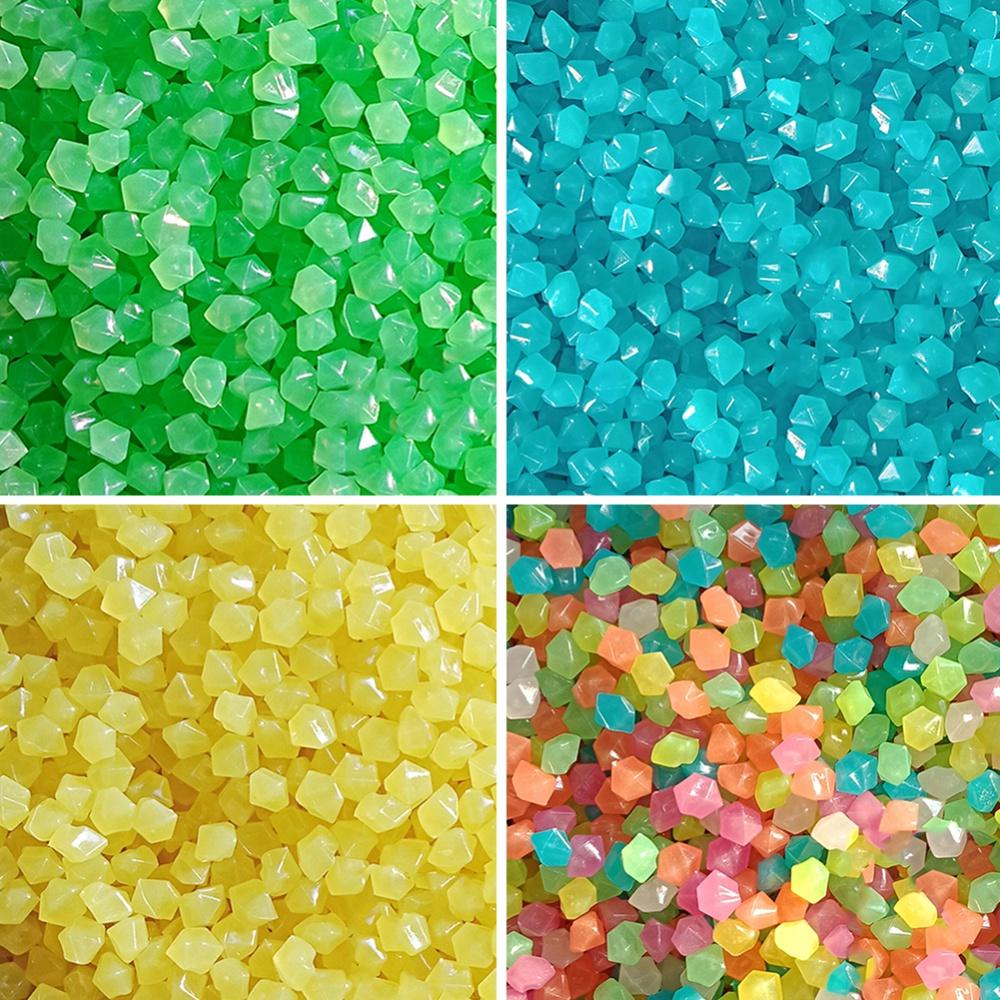 500PCS Luminous Stone Fish Tank Aquarium Landscaping Luminous Stone, Diamond Shaped Colorful Glowing Stones, Outdoor Decoration