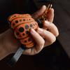 Polka Dot Pumpkin Original Handmade Leather Car Key Bag Pendant Niche Tide Gift Custom Key Chain