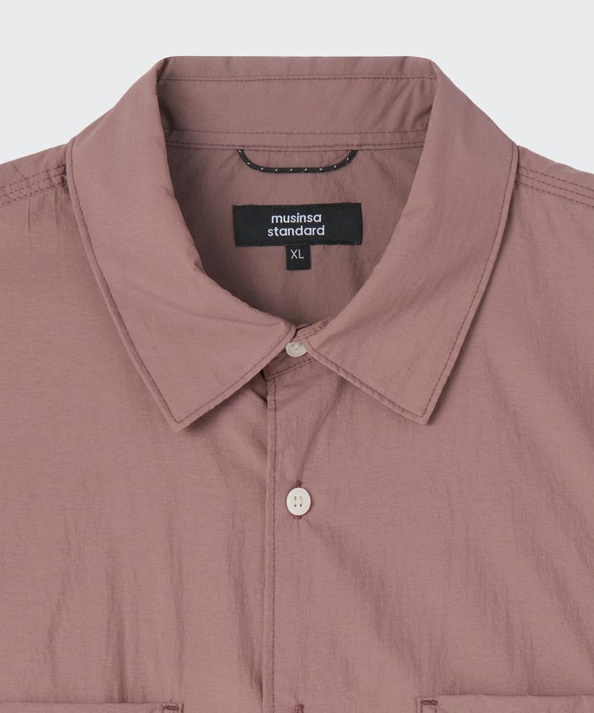 MUSINSA STANDARD [City Leisure] Lightweight Nylon Oversized Short Sleeve Shirt [Smoke Pink]