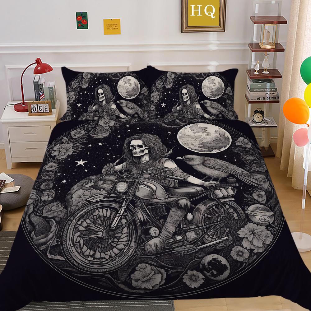 Комплект постельного белья с принтом черепа красоты 3D King Size, постельное белье из полиэстера, модное покрывало для подростков, высококачественный домашний текстиль