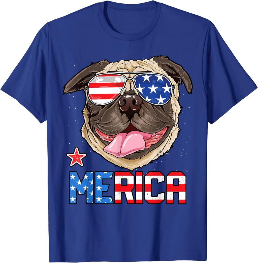 Мопс Америка 4 июля футболка Мужская Детская Мальчики Девочки Собака Щенок