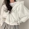 Korean Vintage Women Oversized Zip Up Hoodie Jacket Long Sleeve Harajuku Fashion Solid Color Sweatshirt Autumn Hooded