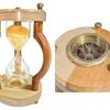 Personalized 10 Min Wooden Sand Timer Hourglass Timer with Compass(Round Base, Yellow)- Wooden Home & Office Decoration, Christmas Decor