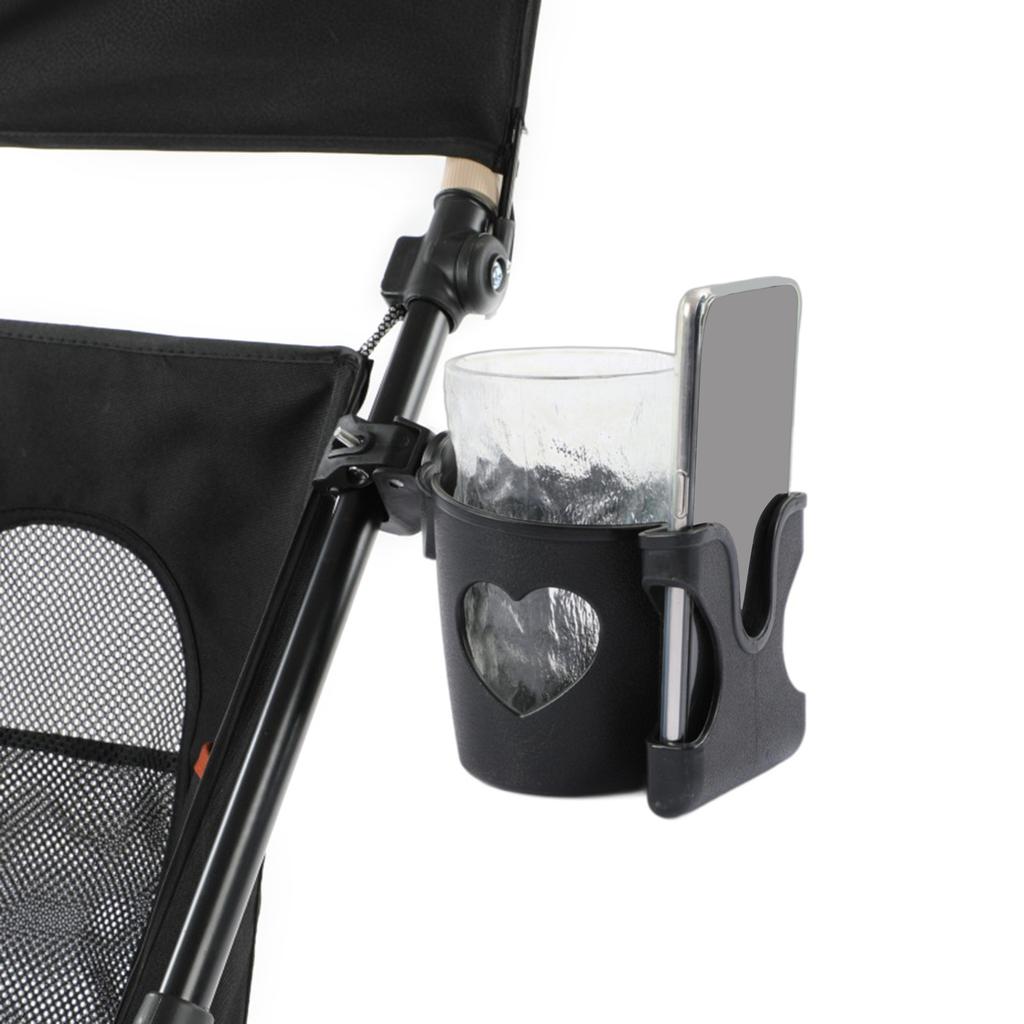 Upgrades Stroller Cup Holder With Phone Slot Adjustable Pushchair Beverage & Smartphone Organize Plastic for Parent