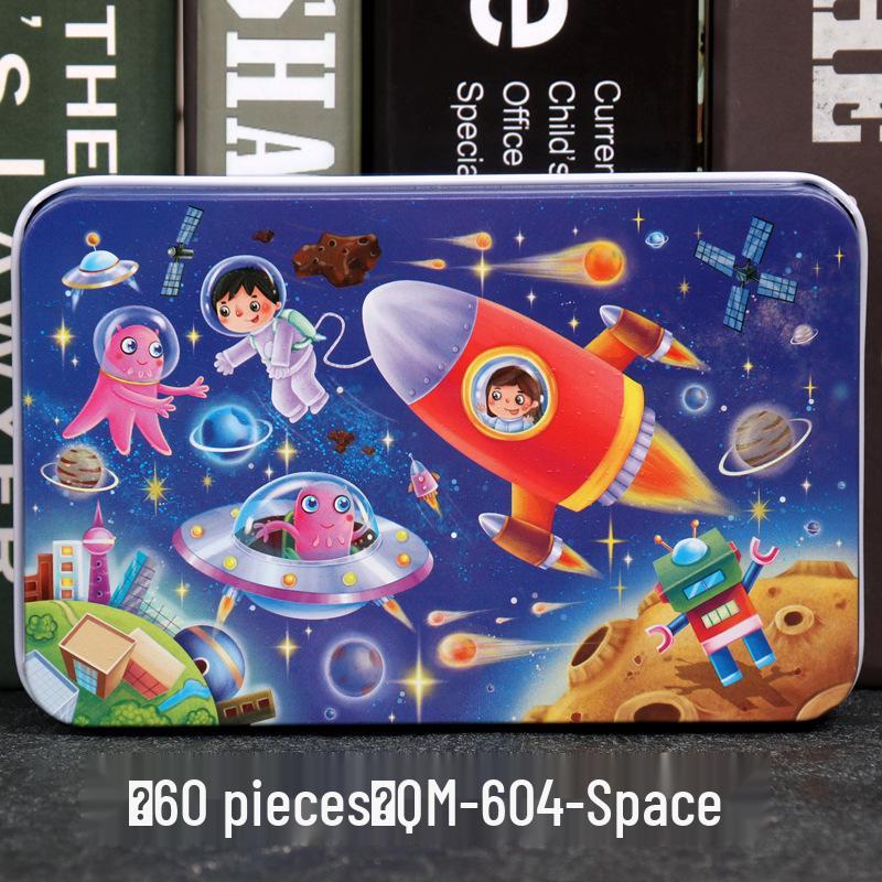 60-Piece Cartoon Puzzle Tin Box for Toddlers Aged 3-6 – Early Education and Intellectual Development Toy for Boys and Girls