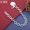 925 Sterling Silver Round Pendant Bracelet Gift Wedding Jewelry