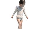 Girls' Cherry Blossom Lace Long Sleeve Swimsuit - Summer Princess Design