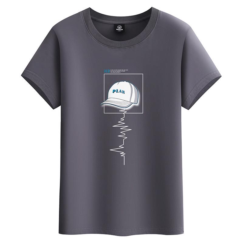 2024 Мужская молодежная футболка свободного кроя из хлопка с коротким рукавом
