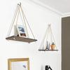 Деревянные подвесные полки для стены, качающиеся на веревке, набор из 2 штук, настенный стеллаж для гостиной, спальни в деревенском стиле