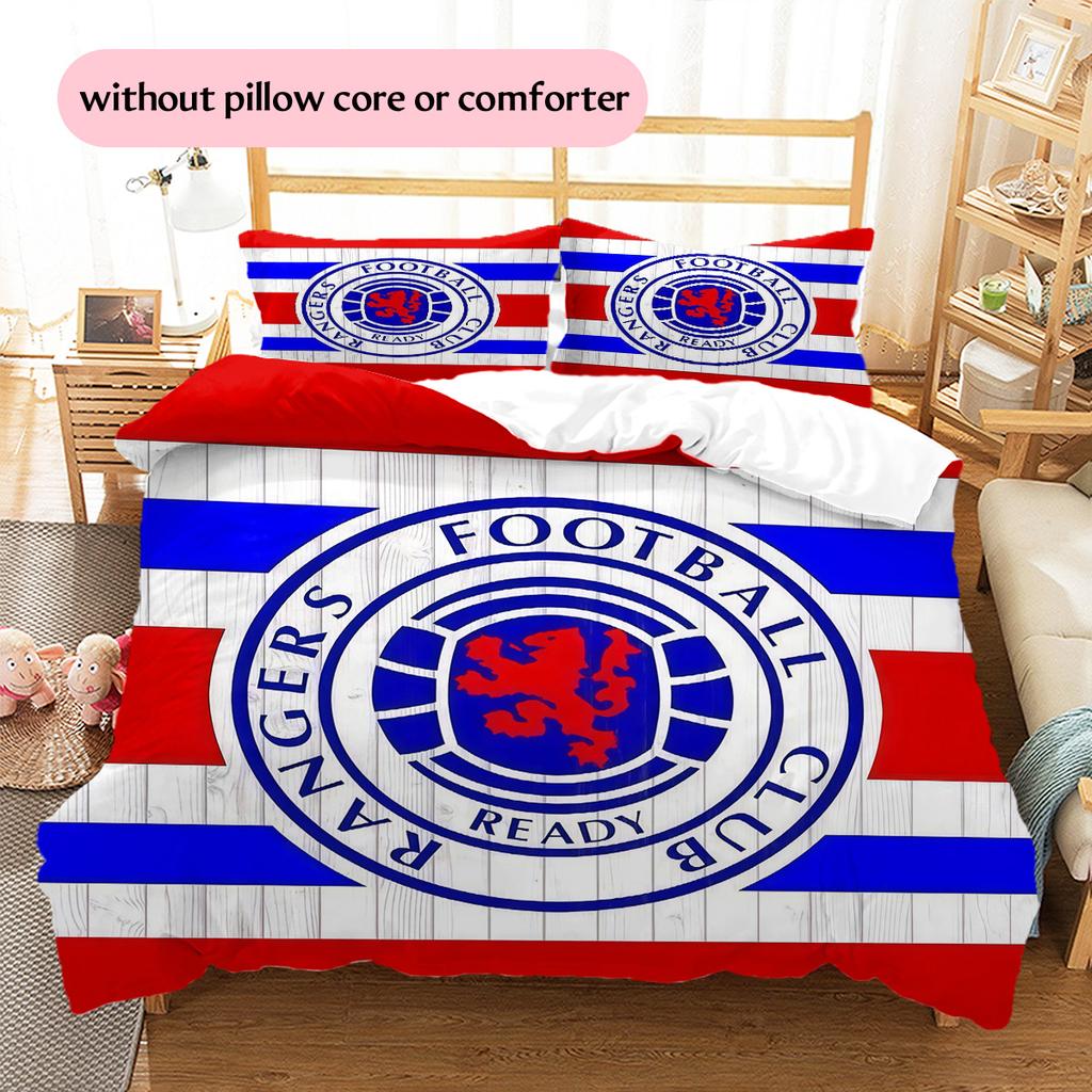 Rangers FC2 Pattern Bedding Quilt Set  Home Decoration  Gift (1 * duvet cover + 2 * pillowcase  without core)