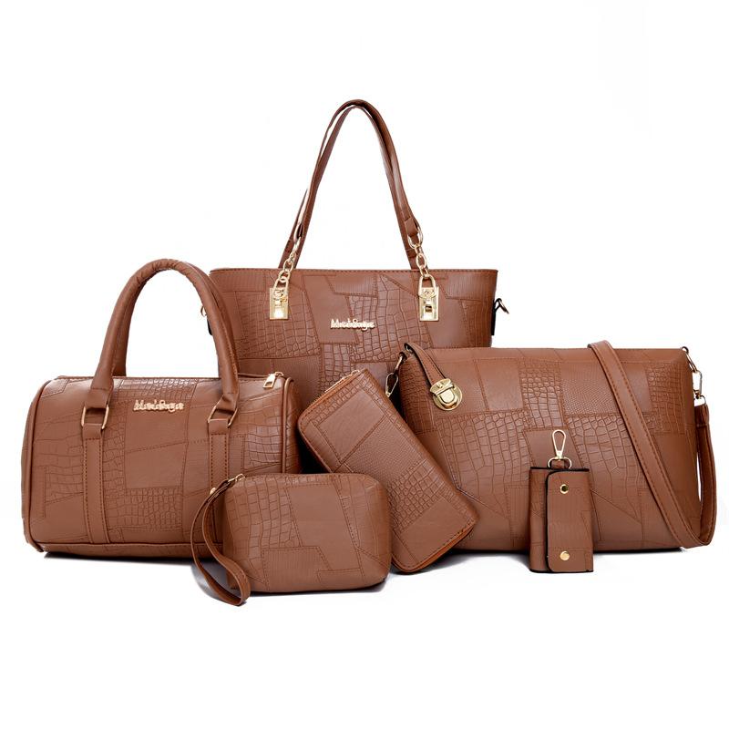 Женская сумка, новый глянцевый набор из пяти предметов с узором крокодила, сумка «мать и дитя», женская сумка-мессенджер большой вместимости, сумка через плечо, ручная сумка.