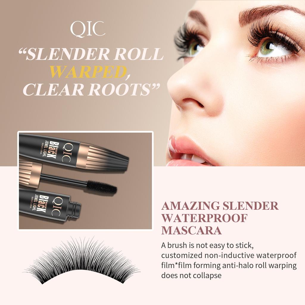 QIC Black 4D Silk Fiber Waterproof Mascara - 500% Volume, Real Length, No Extensions Needed
