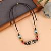 Original Tibetan Dzi Bead Agate Necklace Xizang Men's and Women's Collarbone Chain Beeswax Pendant Retro Literary Accessories