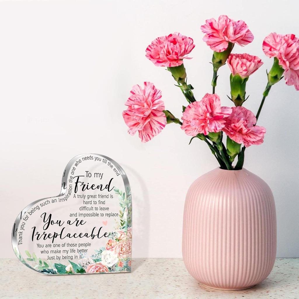 Spiareal Friends Gifts for Women Friendship Bestie Plaque Thanksgiving Best Flower Sister Birthday Thank You Gift for Female Acrylic