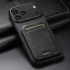 Luxury Faux Leather Oil Wax Pattern Phone Case Card Holder Bag Stand for IPhone 17 Pro Max 16 Plus 15 14 13 12