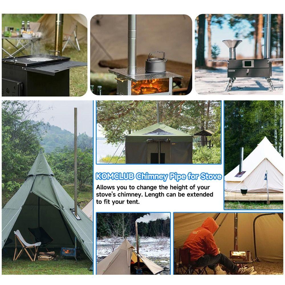 Diameter 6CM Chimney Pipes Stainless Steel Stove Pipes Flue Extension Tube Tents