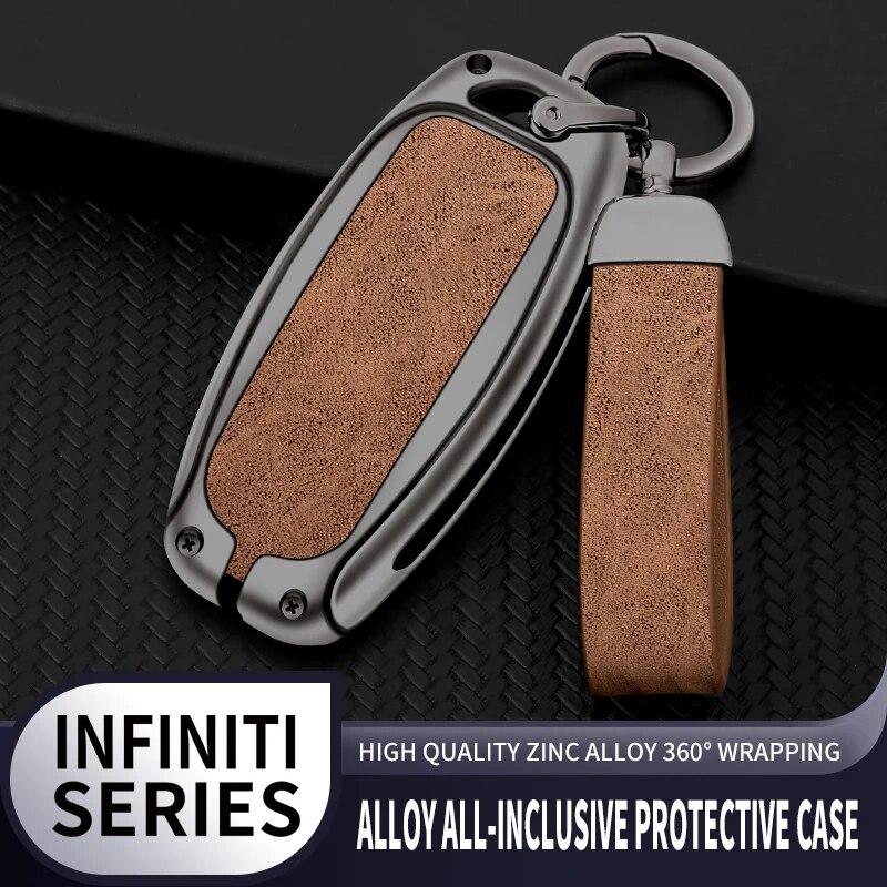 Leather Metal Key Case Cover Shell for Infiniti Q50 Q60 Q70 QX50 QX60 QX70 G25 EX FX JX35 FX25 FX35 EX35 FX37 JX35 Auto Parts