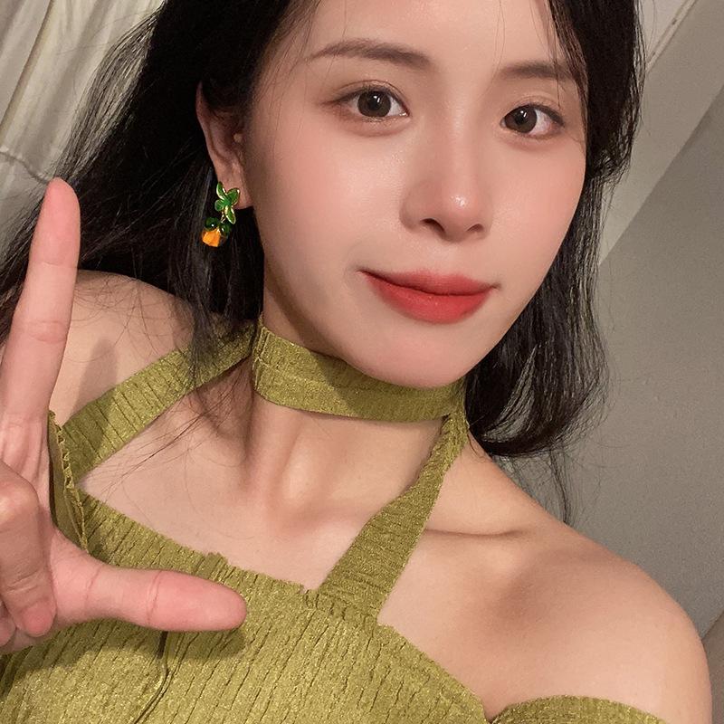 Серьги руи из хурмы, темпераментные глазированные серьги-гвоздики цвета конфет из хурмы, преувеличенные, нишевые, свежие, клипсы для ушей