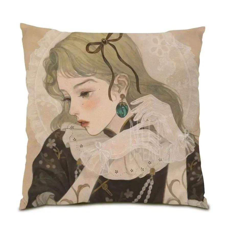 Luxury Home Decor Cushion Cover Cartoon Character Print Office Sofa Pillow Cover