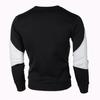 Men Fall Spring Sweatshirt Color Matching Round Neck Long Sleeve Patchwork Elastic Soft Pullover Slim Fit Men Mid Length Top