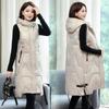5XL Large Size Autumn-winter Cotton Vest for Women Long Hooded Padded Jacket Loose Cotton Vest for Women Sleeveless