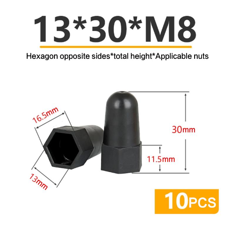 10PCS Lengthen Nut Cap Hexagonal Nut M6 M8 M10 M12PE Plastic Nut Protection Caps Hex Screw Protective Sleeve