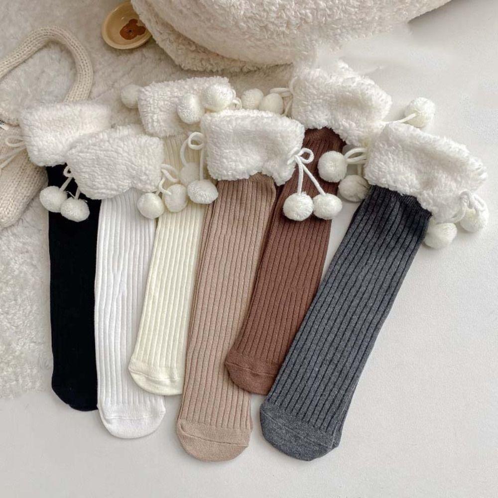 Long Tube Sock Plush Hosiery Autumn&Winter Bow Socks Fashion Design Lamb Wool Stocking  Women