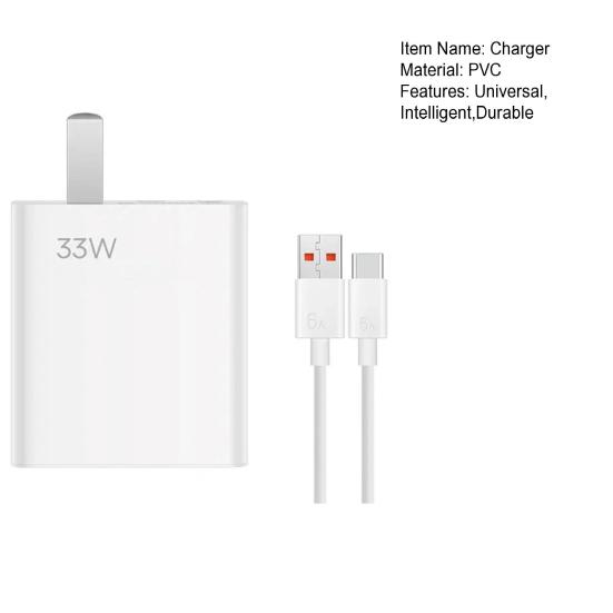 Быстрое настенное зарядное устройство 33 Вт QC3.0 с USB-C кабелем 6 А Многоустройственное зарядное устройство Совместимо с