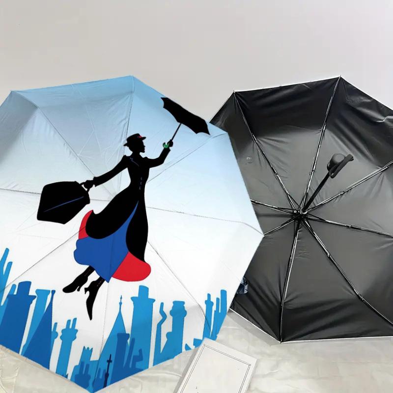 1PC Mary Poppins flying Umbrella-8-Rib Reinforced, Automatic Open, Lightweight & Durable, Cute Fashion Accessory for Outdoor-K1328