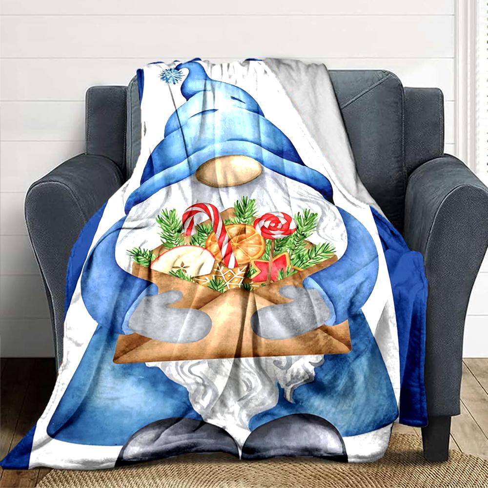 1Pc Christmas Gnome Celebration Blanket Soft Throw Blanket For Home Bedroom Bed Sofa Travel Office Solid Christmas Blanket