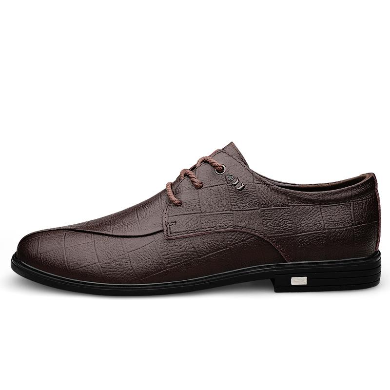 Fashion Men Simple Comfortable Soft Breathable First Layer Cowhide Genuine Leather Shoe Business Lace Up Formal Oxford Shoes Sizes 36-46