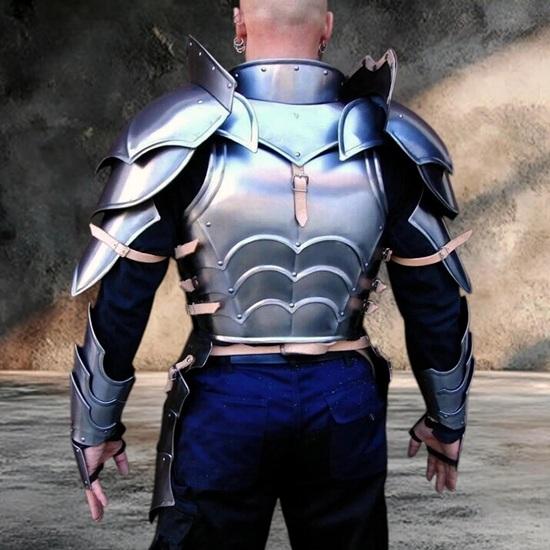Medieval Half Body Armor Set 18GA Steel Cuirass, Pauldrons and Gauntlets LARP, Combat Reenactment Gift