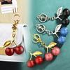 Sparkling Cherry Keychain Pendant Metal Cherry Bag Key Ring Charm Car Bag Handbag Purse