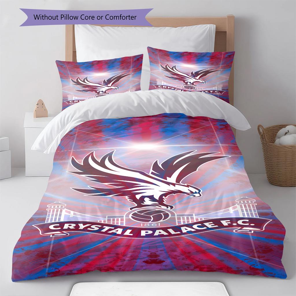 Crystal Palace Football Club Pattern Bedding,Quilt Set Quilt Cover Pillowcase Home Birthday Gift (1 * duvet cover + 2 * pillowcase, without core)
