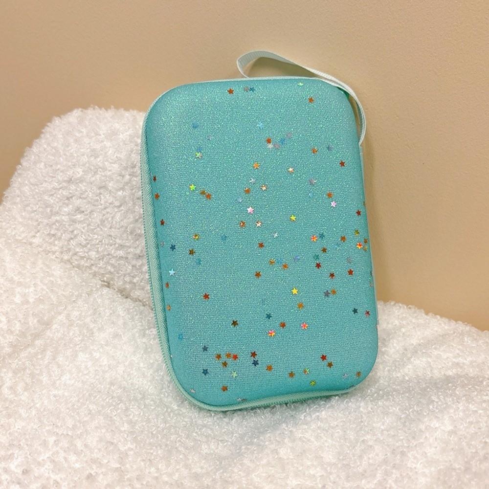 Portable Storage Bags Sparkling Pink Hard Shell Bag High Quality Zipper Bag Headphone Data Cable