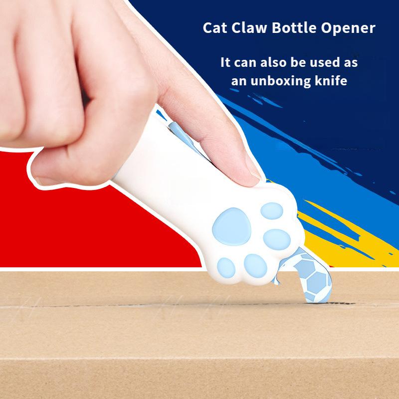 1pc Cat Paw Design Multifunctional Can, Bottle, Box Cutter Knife , Heavy Duty with Handle , Lock, Automatic Opening Mechanism