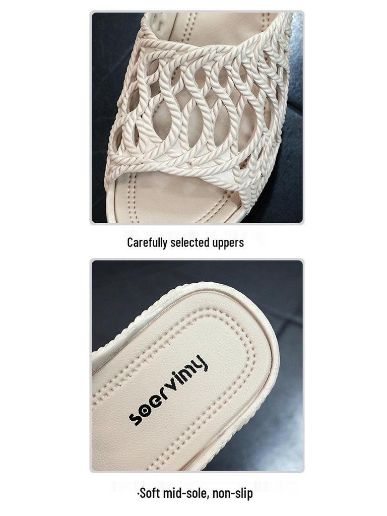 Трендовые женские летние сандалии на толстой подошве, увеличивающие рост, 2025