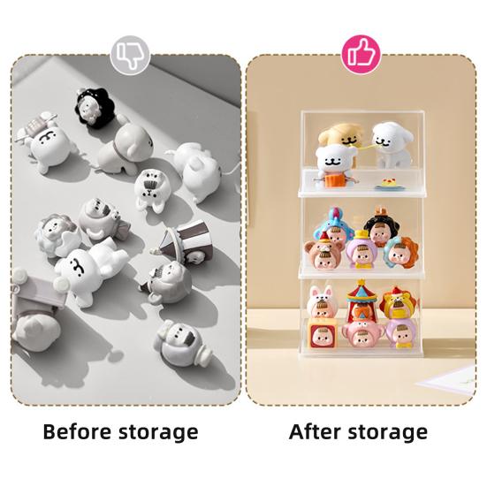 Стойка-витрина для хранения Мини-органайзер для статуэток Прозрачный дизайн Пыленепроницаемый Штабелируемый Витринный шкаф Коробка для хранения