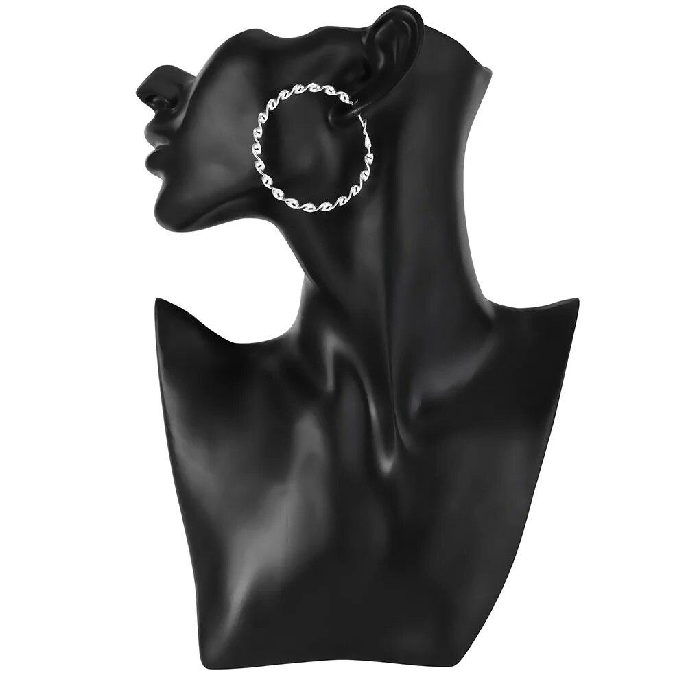 CHSHINE Fashion Jewelry 925 Sterling Silver 5cm Earrings Temperament Woman Beautiful Big Circle Earrings