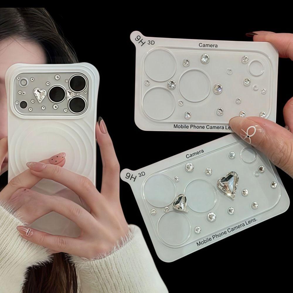 Diamond 3D Heart Lens Film Clear HD Camera Lens Cover for iPhone 17 Pro Max 17Pro