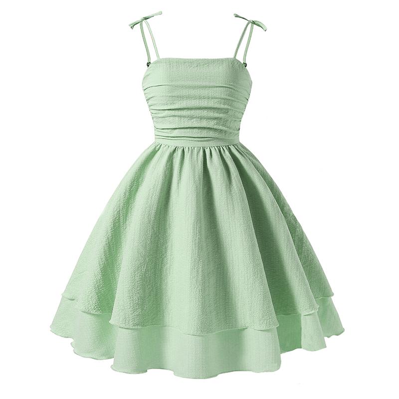 Детский набор Однотонное розовое многоярусное платье-сарафан Принцессы Сладкий стиль Платье для девочек-подростков Одежда для дня рождения Вечеринки Свиданий