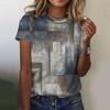 Retro Women's T-shirt Plaid 3D Print Tees Patchwork Clothes O Neck Short Sleeve Blouse Oversized Ladies Tops