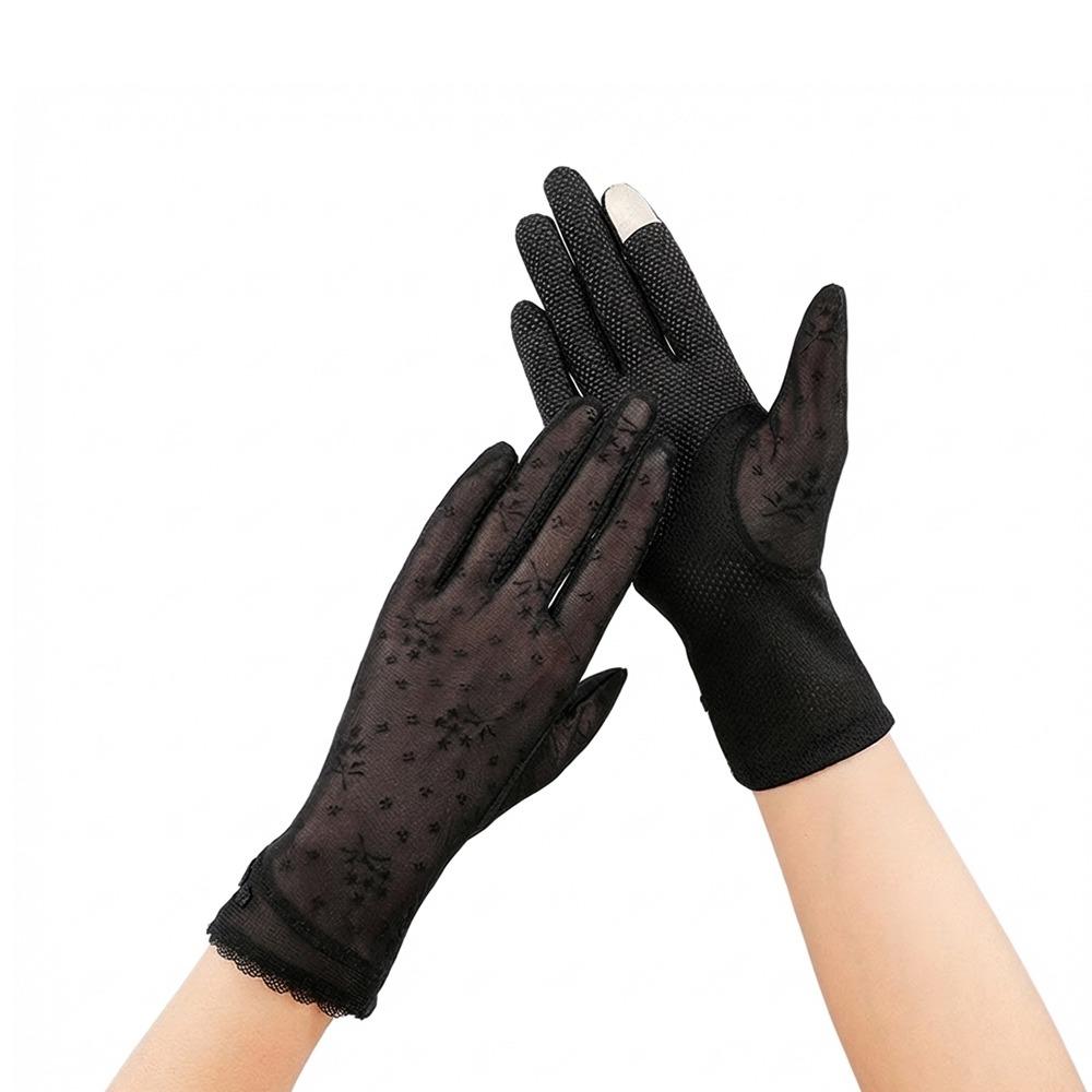 Lace Sunscreen Gloves Thin Touchscreen Gloves Summer Ice Silk Gloves for Women Female Lady