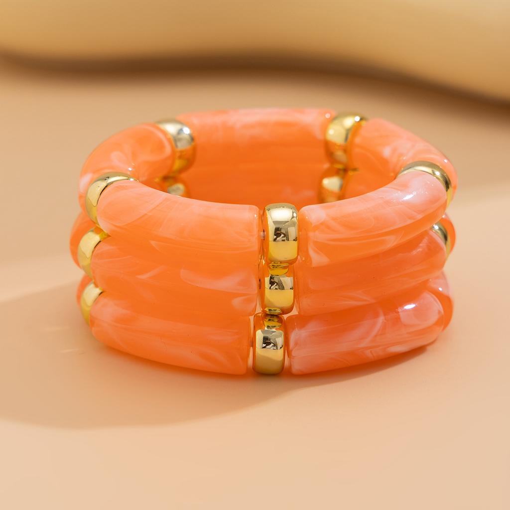 Vintage Acrylic Bamboo Beads Bracelet for Women Multi Color Stretchy Resin Girls Charm Couple Bangles Gift Men Jewelry