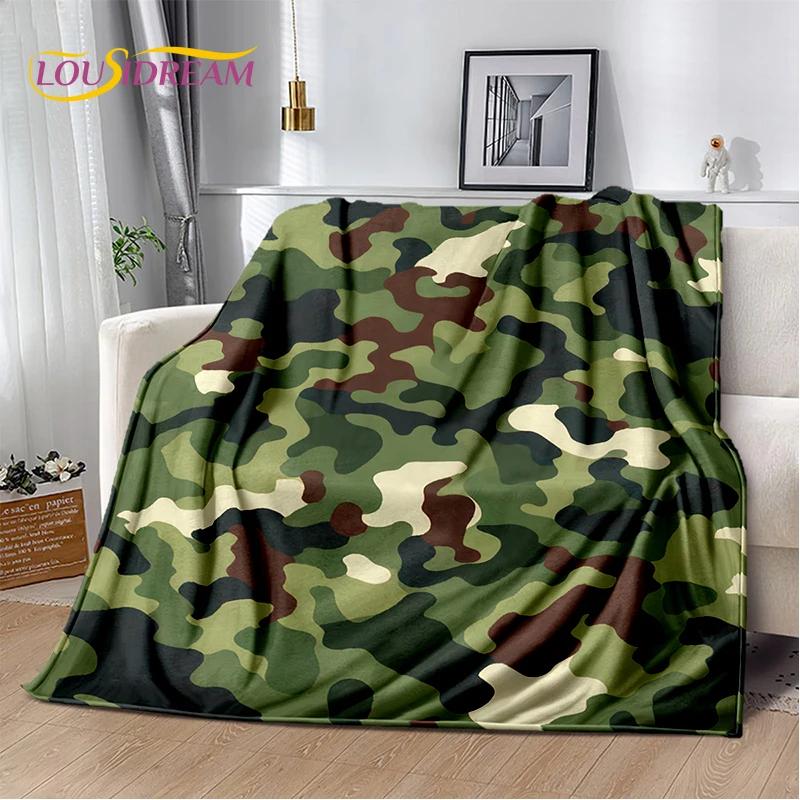 2025 Colorful Camo Green Camouflage Soft Blanket,Soft Throw Blanket for Home Bedroom Bed Sofa Picnic Travel Cover Child Gift