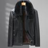 New Leather Jacket Men's Velvet Thickened Men's Fur Integrated Winter Lapel Warm Leather Jacket