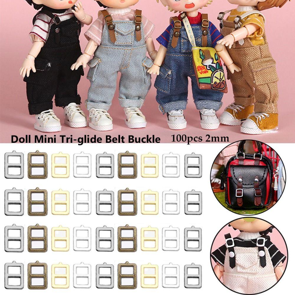 4 Colors Mini Ultra-small Belt Buttons Tri-glide Buckle Diy Dolls Buckles Doll Bags Accessories