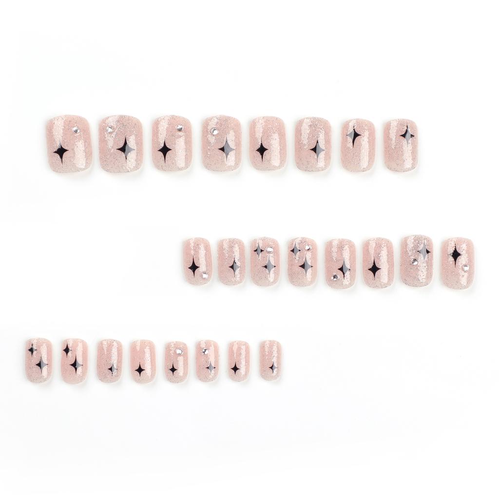24 Pieces Short Manicure Fake Nails Wear Nail Nail Stickers Nail Pads Flash Nail Pads