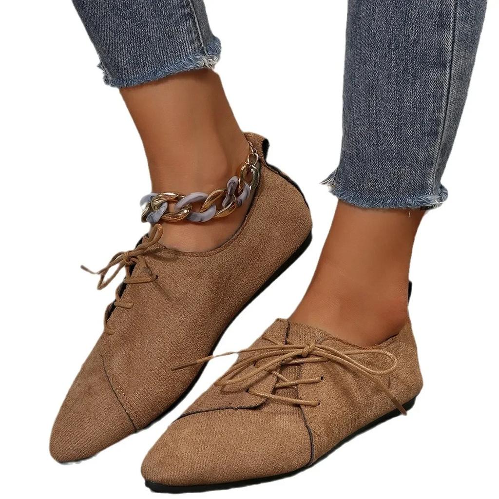 Модная обувь с острым носком Женская обувь Повседневная классика Черная шнуровка Удобные балетки Женские балетки для женщин